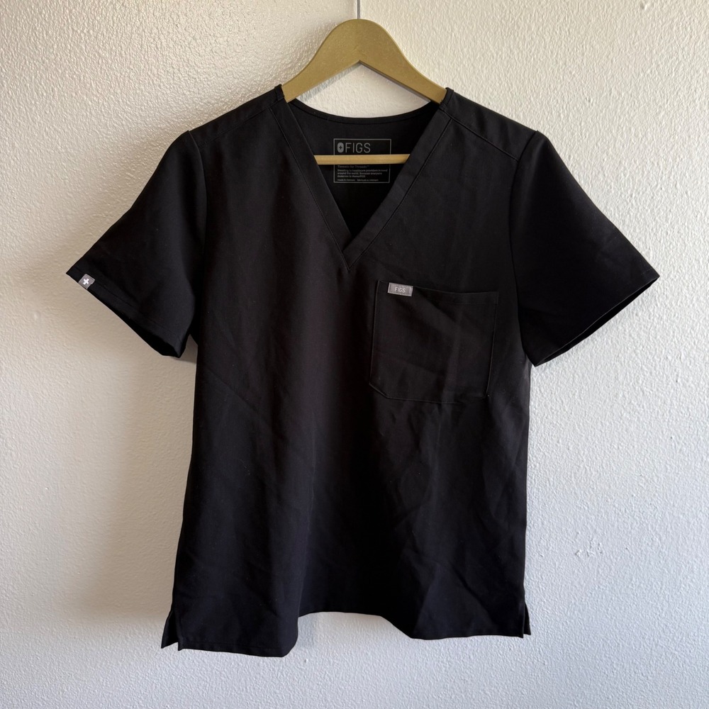 FIGS Technical Collection Size Medium Black Catarina Short Sleeve Scrub Top